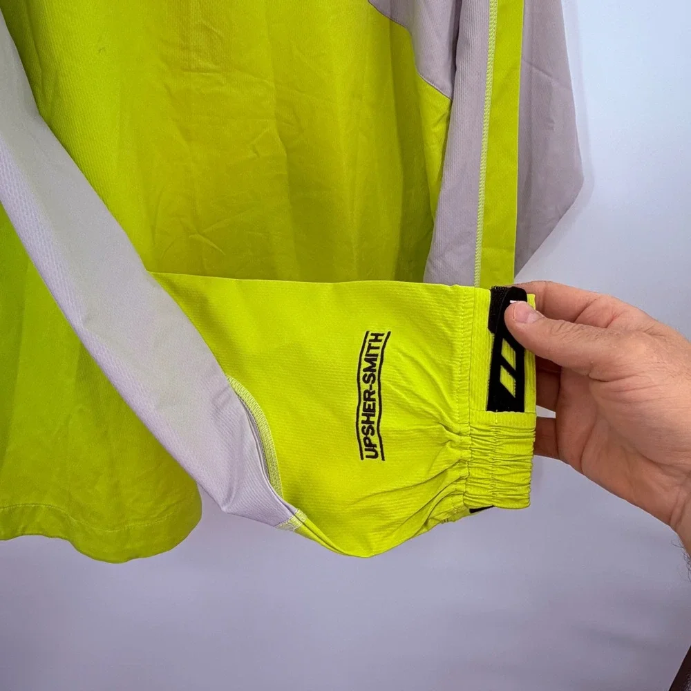 FootJoy 1/4 Zip Pullover Men‎ Large Lime Green White Grey Logo Golf Windbreaker